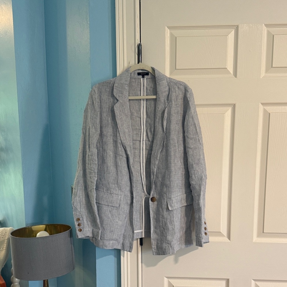 Quince Light Gray Linen Blazer